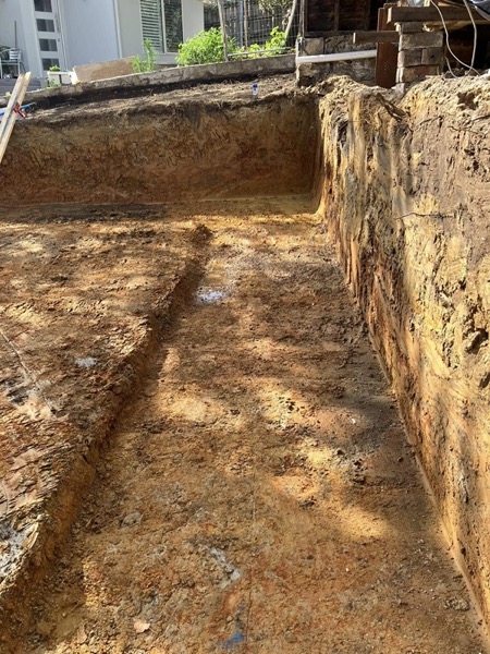 A deep foundation excavation cut on a Tasmanian site