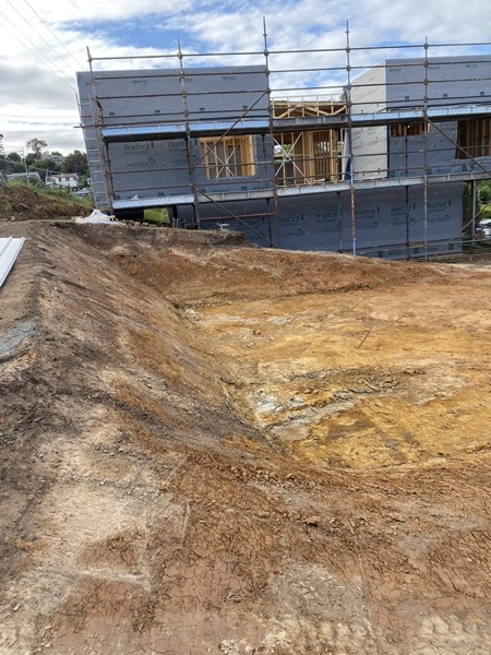 Earthworks around a home under construction