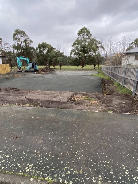 A graded and prepared access area on a Tasmanian property