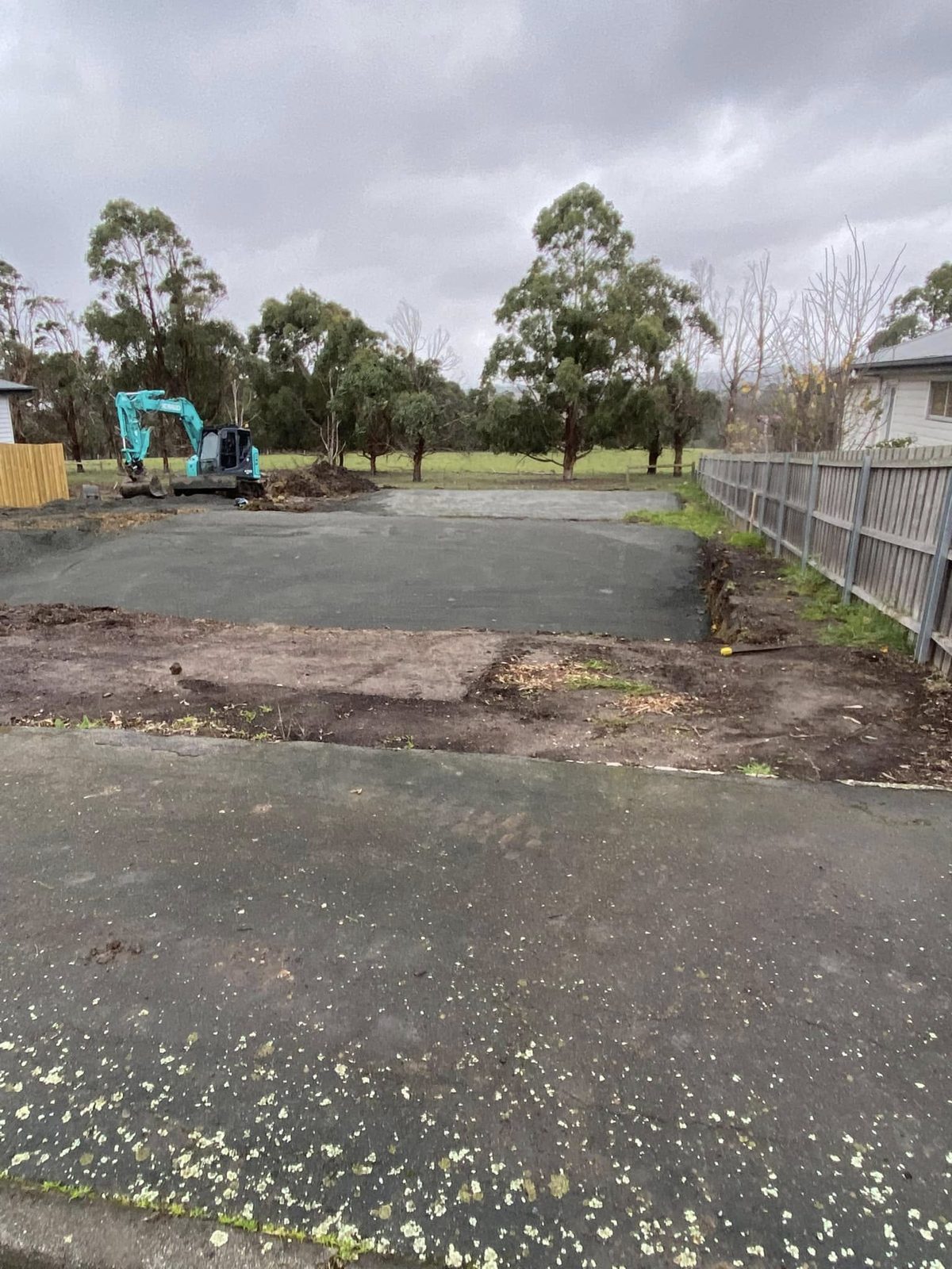A graded and prepared access area on a Tasmanian property
